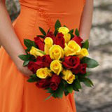 (BDx20) Royal Red and Yellow Roses 6 Bridesmaids Bqts For Delivery to North_Carolina