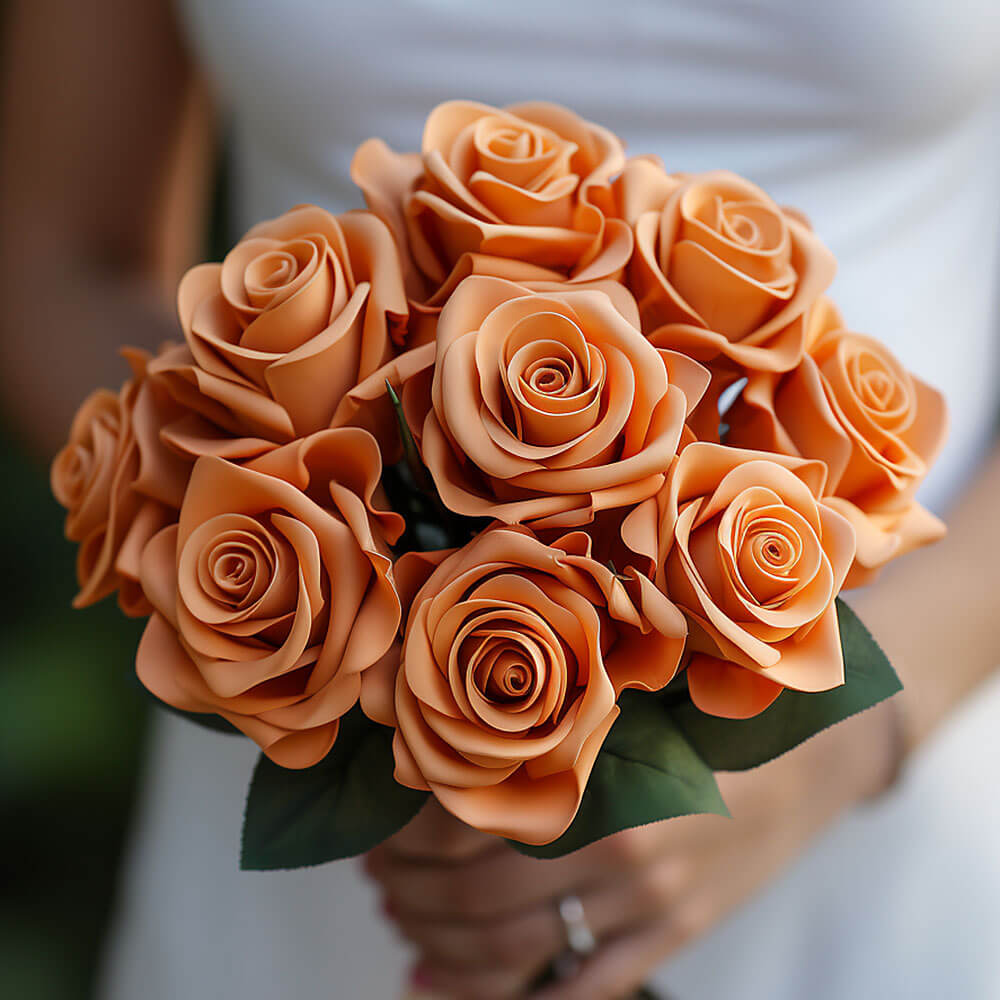 (BDx10) 3 Bridesmaids Bqt Royal Terracotta and Orange Roses For Delivery to Wayne, New_Jersey
