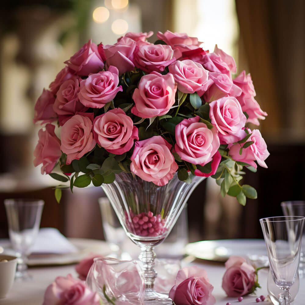 (BDx20) CP Royal Light Pink Roses 6 Centerpieces For Delivery to Franklin, Massachusetts