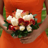 (BDx20) Royal Terracotta and White Roses 6 Bridesmaids Bqts For Delivery to New_York
