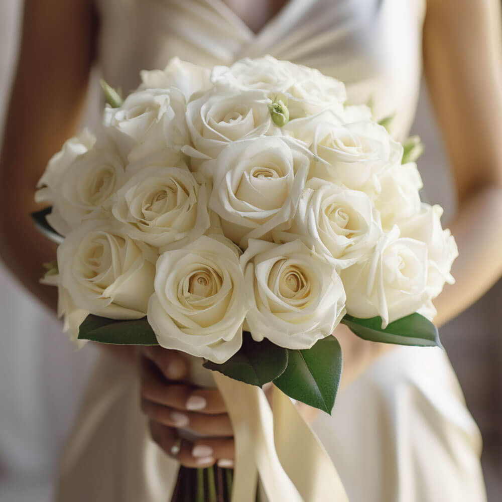 Bridesmaid Bqt Romantic White Roses Qty For Delivery to Laredo, Texas