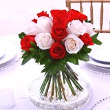 (BDx20) CP Royal Red and White Roses 6 Centerpieces For Delivery to Staten_Island, New_York
