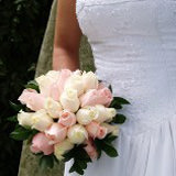 (DUO) Bridal Bqt Royal Light Pink and Ivory Roses For Delivery to Indiana