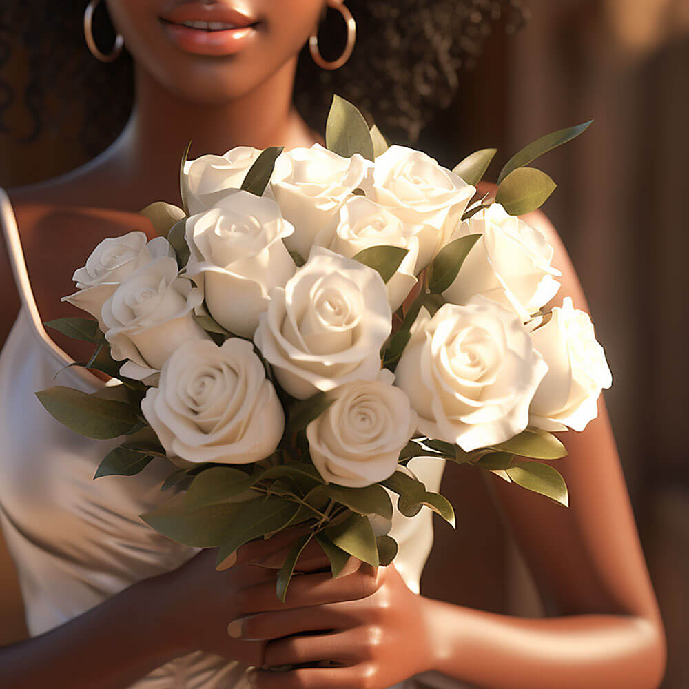 (BDx20) Royal White Roses 6 Bridesmaids Bqts For Delivery to Ann_Arbor, Michigan