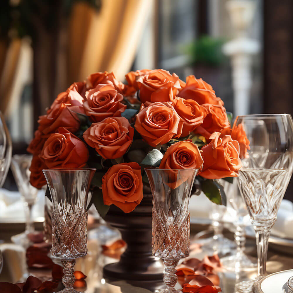 (2BDx20) CP Royal Terracota Roses 12 Centerpieces For Delivery to District_Of_Columbia