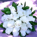 (BDx20) Royal White Roses 6 Bridesmaids Bqts For Delivery to Statesville, North_Carolina