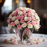 (BDx20)CP Royal Dark Pink and Light Pink Roses 6 Centerpieces For Delivery to Sun_City_West, Arizona