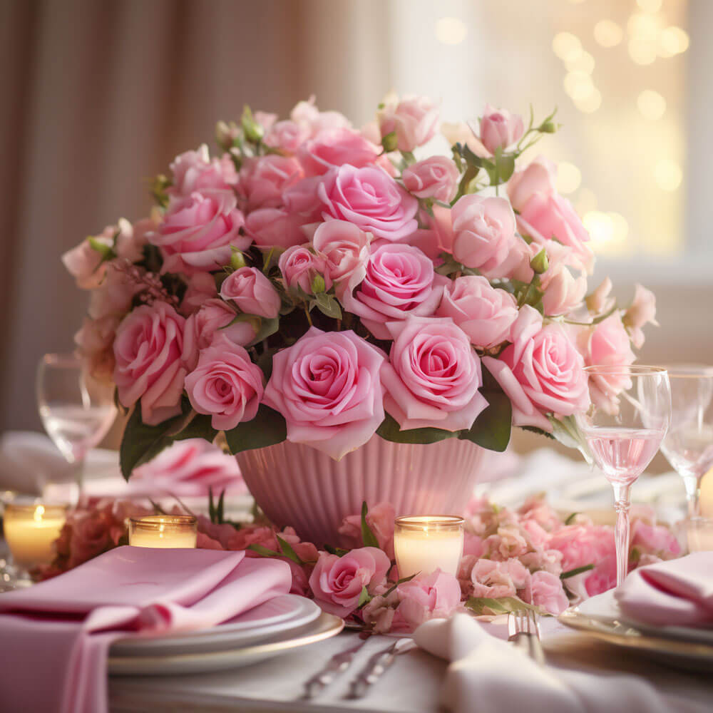 (2BDx20) CP Romantic Light Pink Roses 12 Centerpieces For Delivery to Woburn, Massachusetts