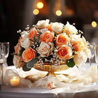 (BDx20) CP Romantic Peach and White Roses 6 Centerpieces For Delivery to Mason, Ohio