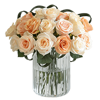 (BDx20) CP Romantic Peach and White Roses 6 Centerpieces For Delivery to Stockton, California
