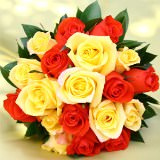 (BDx10) 3 Bridesmaids Bqt Royal Yellow and Orange Roses For Delivery to Chapel_Hill, North_Carolina