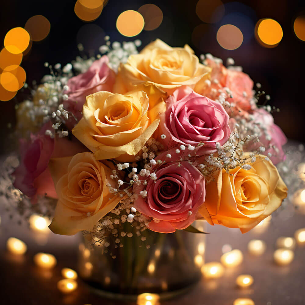 (2BDx20) CP Classic Yellow and Pink Roses 12 Centerpieces For Delivery to Northridge, California