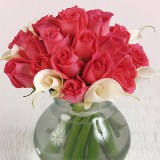 (BDx10) Dark Pink Roses and Calla Lilies 3 Wedding Table Centerpiece For Delivery to New_York