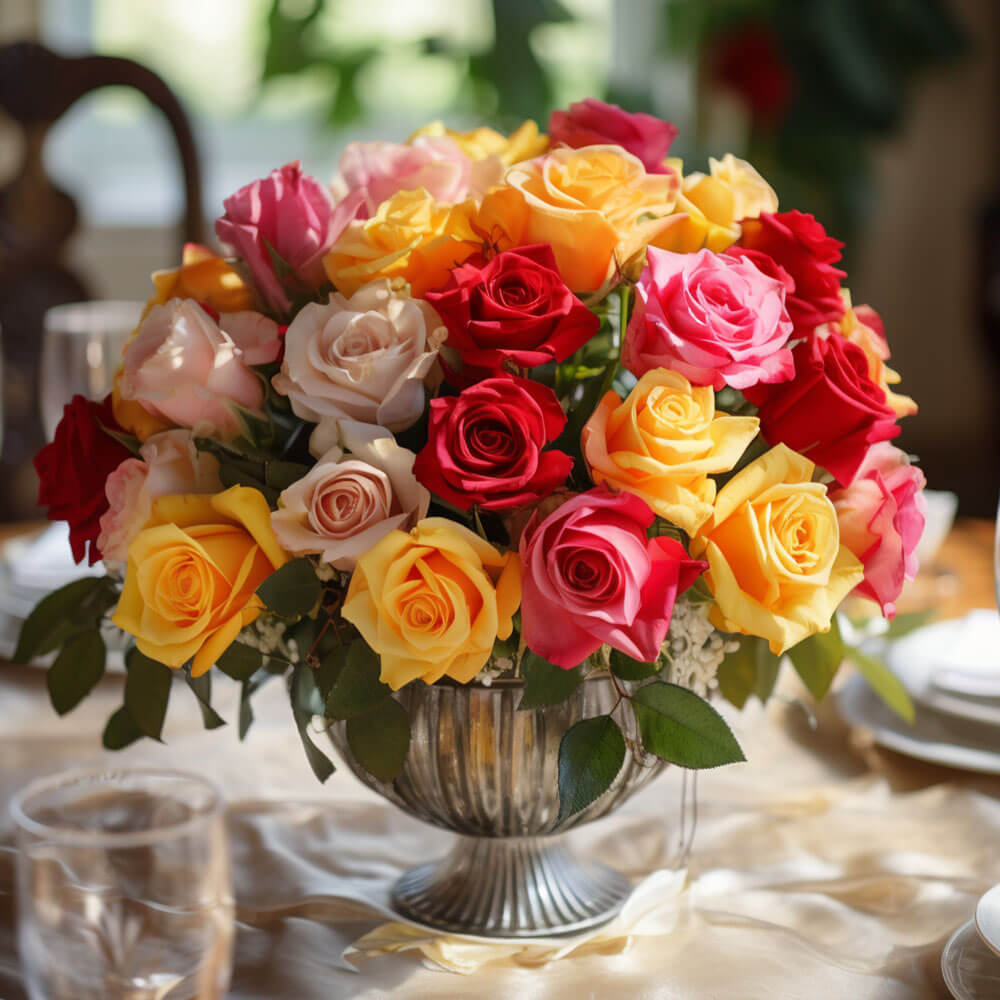 (BDx10) Royal Assorted Roses  3 Centerpieces For Delivery to Rhode_Island, Local.Globalrose.Com