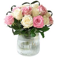 (BDx10) Royal Light Pink and Ivory Roses Table Centerpiece For Delivery to Antioch, California