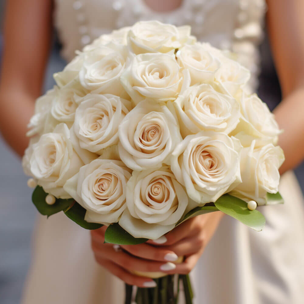 Bridesmaid Bqt Royal Ivory Roses Qty For Delivery to Leavenworth, Kansas