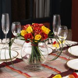 (BDx10) Romantic Terracotta and Yellow Roses Table Centerpiece For Delivery to Wyoming