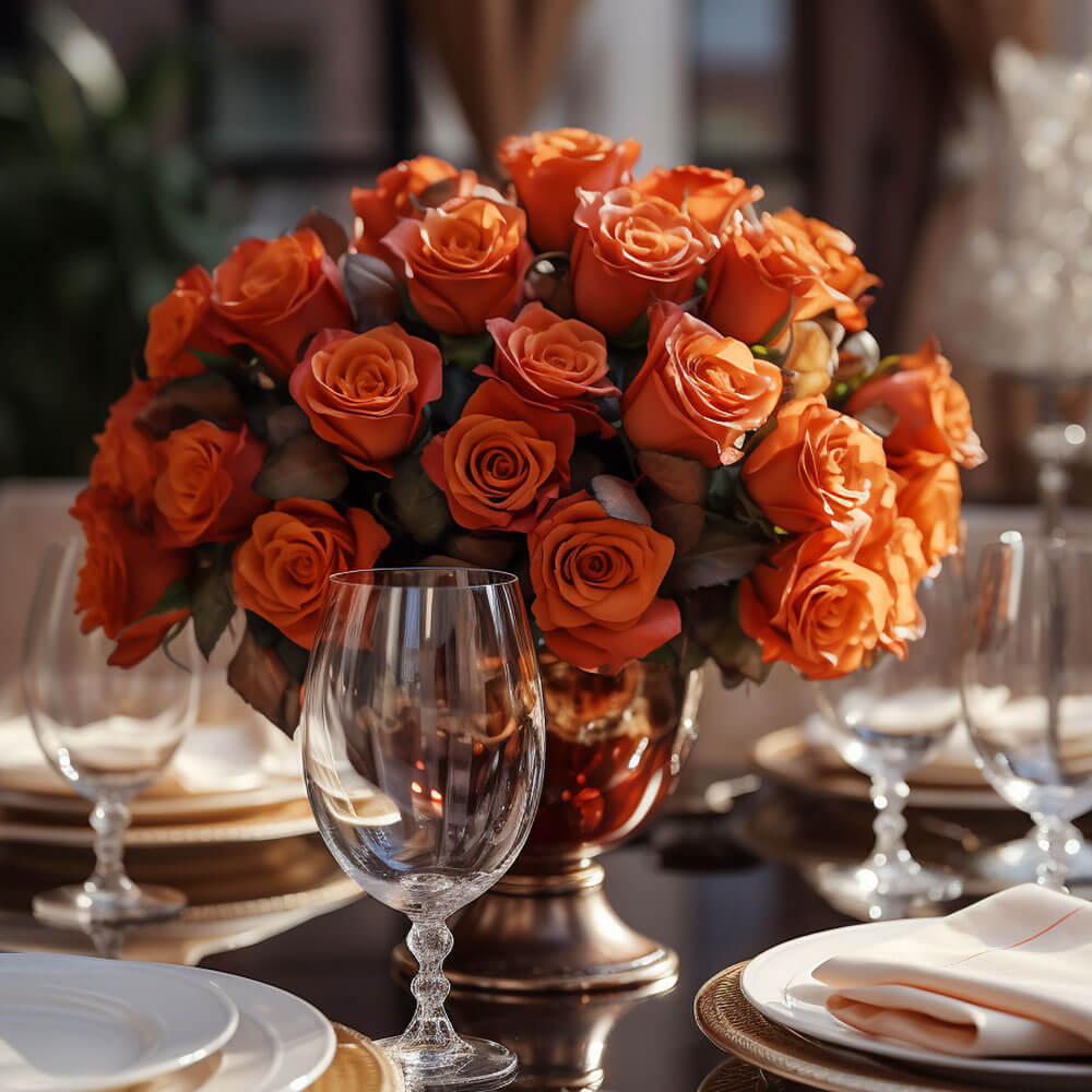 (BDx20) CP Royal Terracota Roses 6 Centerpieces For Delivery to Brentwood, California