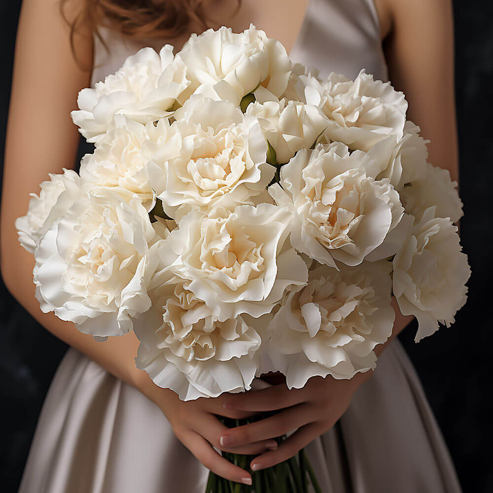 (BDx10) 3 Bridesmaids Bqt White Carnations For Delivery to Cedar_Park, Texas