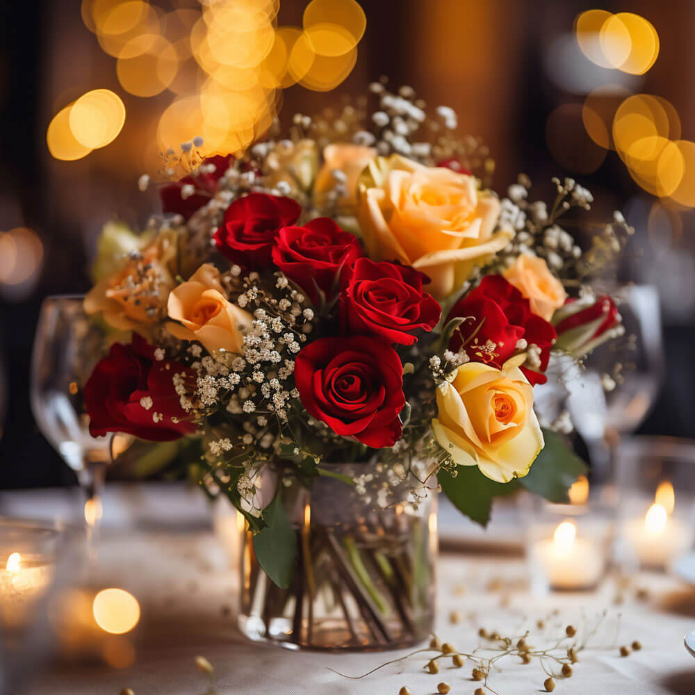 (2BDx20) CP Classic Yellow and Red Roses 12 Centerpieces For Delivery to Faqs.Html, Arizona
