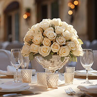 (2BDx20) CP Royal Ivory Roses 12 Centerpieces For Delivery to New_York