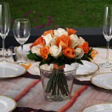 (BDx10) Royal Orange and White Roses Table Centerpiece For Delivery to South_Carolina