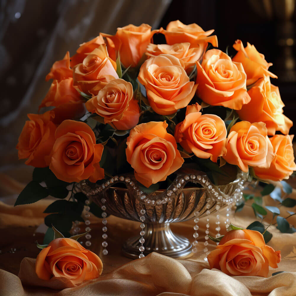 (2BDx20) CP Romantic Orange Roses 12 Centerpieces For Delivery to Sylvania, Ohio
