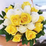 (DUO) Bridal Bqt Royal White and Yellow Roses For Delivery to Michigan