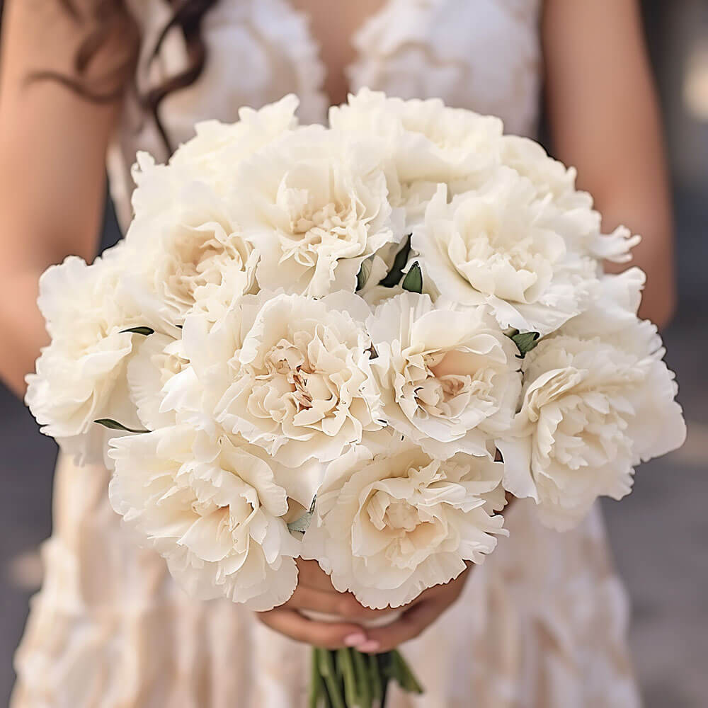 (BDx20) White Carnations Bridesmaids Bqt 6 Bouquets For Delivery to Missouri