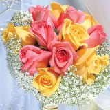 (DUO) Bridal Bqt Classic Yellow and Light Pink Roses For Delivery to Ohio
