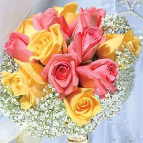 light pink and yellow roses