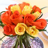 (2BDx20) Romantic Yellow and Orange Roses 3 Centerpieces Table Centerpiece For Delivery to Louisiana