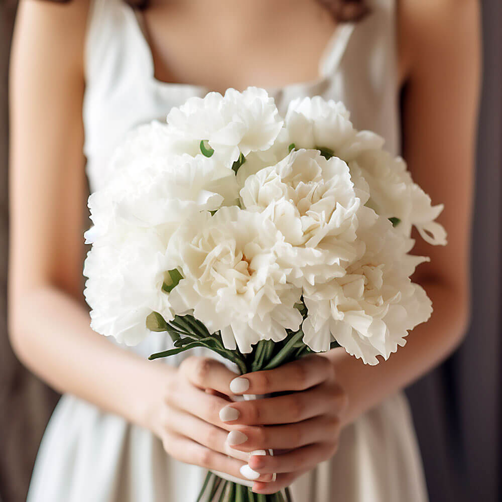 Bridesmaid Bqt White Carnations Qty For Delivery to California