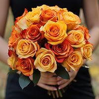Bridesmaid Bqt Romantic Yellow Orange Roses Qty For Delivery to Riverhead, New_York