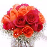 (BDx10) Classic Dark Pink and Orange Roses Table Centerpiece For Delivery to New_York
