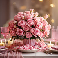 (BDx20) CP Romantic Light Pink Roses 6 Centerpieces For Delivery to Fayetteville, Arkansas