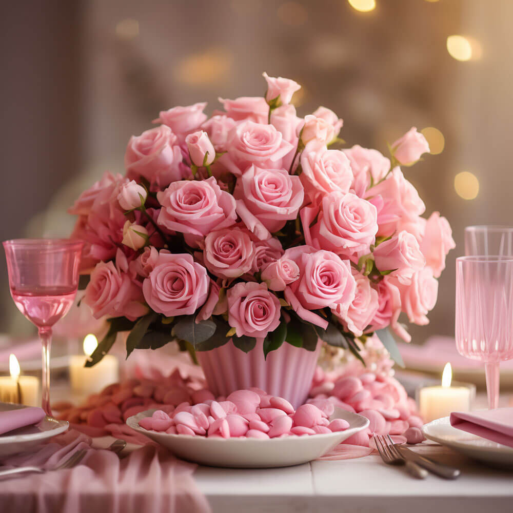 (BDx20) CP Romantic Light Pink Roses 6 Centerpieces For Delivery to California