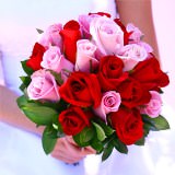 (DUO) Bridal Bqt Royal Red and Pink Roses For Delivery to North_Carolina