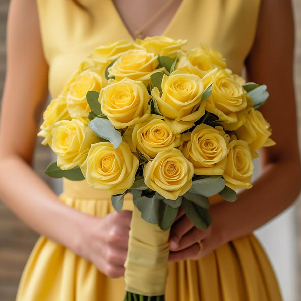 Bridesmaid Bqt Romantic Yellow Roses Qty For Delivery to Mount_Vernon, Washington