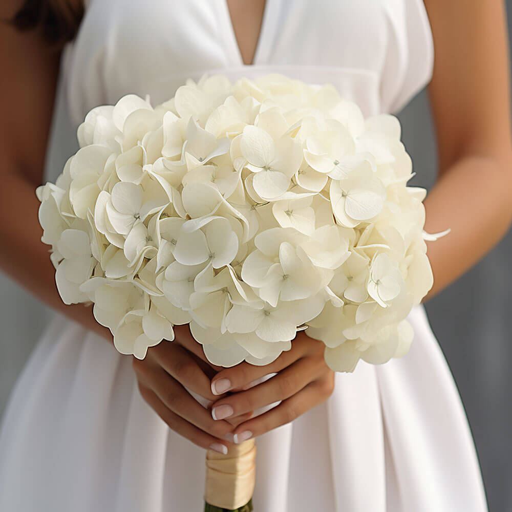 (BDx10) 3 Bridesmaids Bqt White Hydrangea For Delivery to Annapolis, Maryland