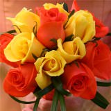 (BDx10) 3 Bridesmaids Bqt Romantic Yellow and Orange Roses For Delivery to North_Carolina