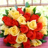 (DUO) Bridal Bqt Royal Yellow and Orange Roses For Delivery to New_York