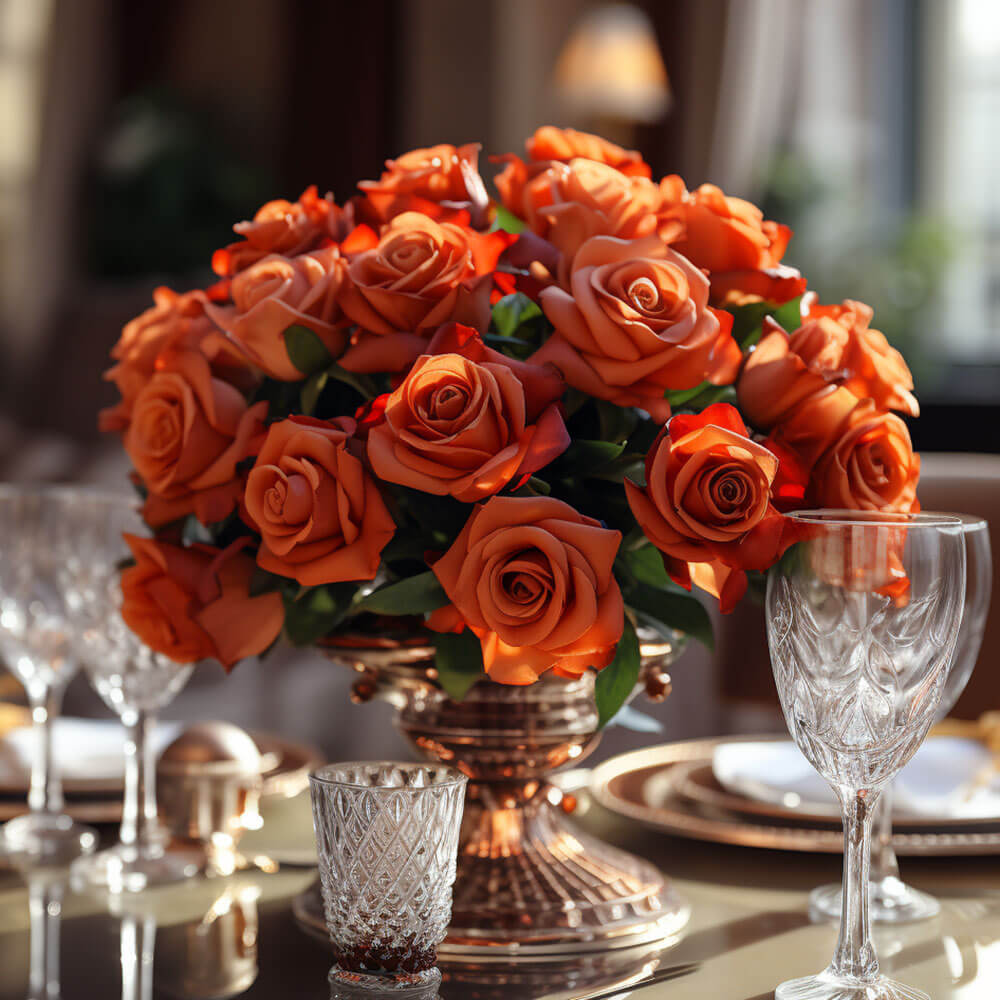 (BDx10) Royal Terracota Roses Table Centerpiece For Delivery to Missouri