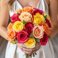 Bridesmaid Bqt Romantic Assorted Roses Qty For Delivery to Alpena, Michigan