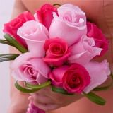 (BDx20) Romantic Dark Pink and Light Pink Roses 6 Bridesmaids Bqts For Delivery to New_York