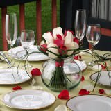 (2BDx20) CP Romantic Dark Pink and White Roses 12 Centerpieces For Delivery to Statesville, North_Carolina
