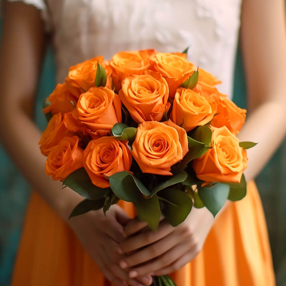 Bridesmaid Bqt Royal Orange Roses Qty For Delivery to New_Jersey
