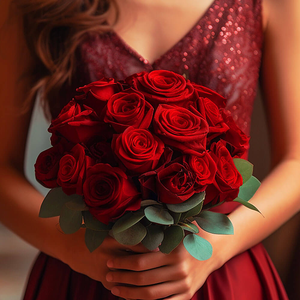 Bridesmaid Bqt Royal Red Roses Qty For Delivery to Texas