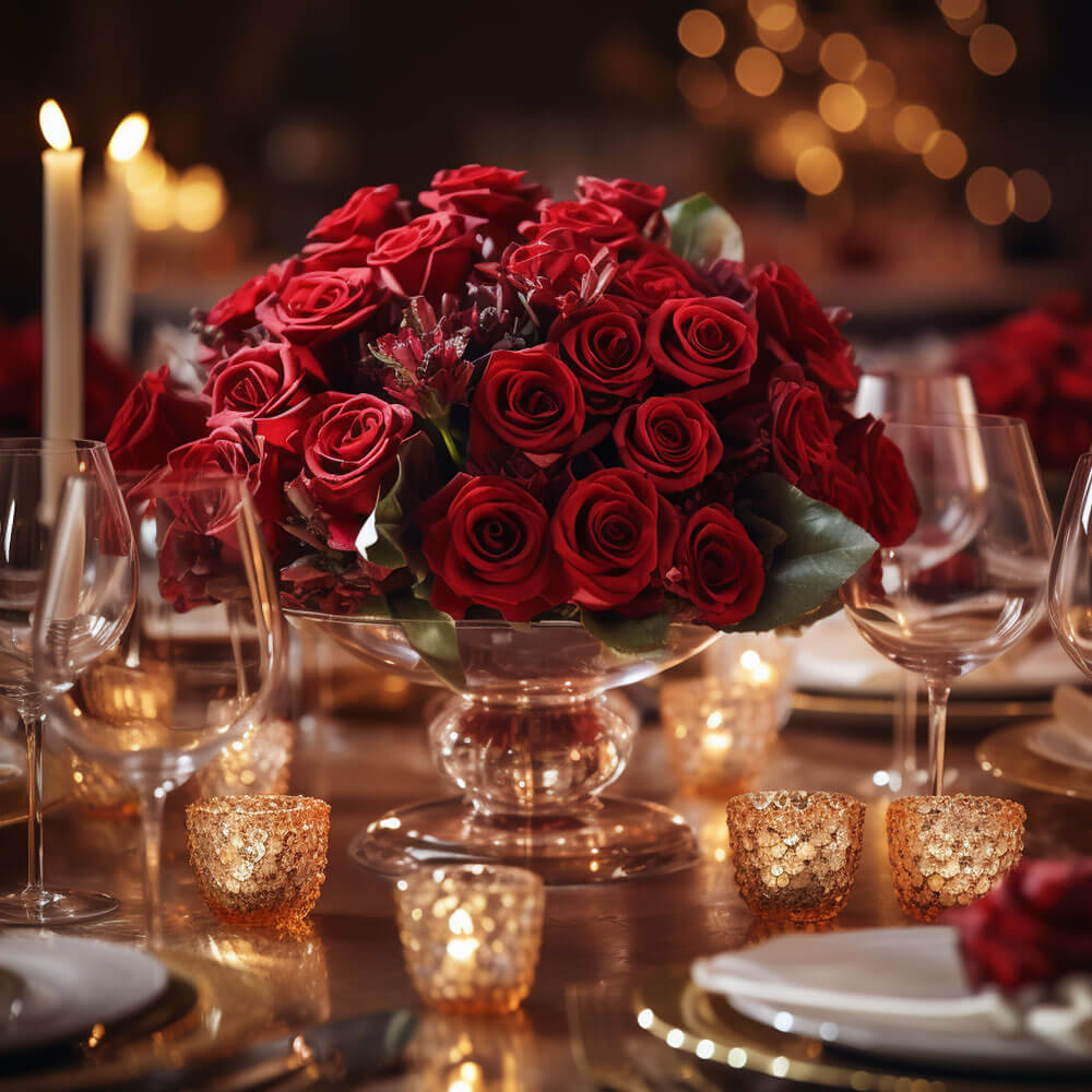 (BDx20) CP Royal Red Roses 6 Centerpieces For Delivery to Local.Globalrose.Com