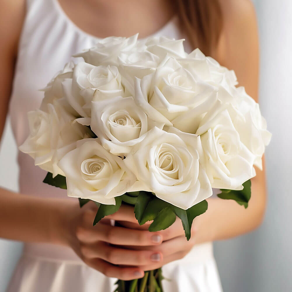 Bridesmaid Bqt Royal White Roses Qty For Delivery to Saint_Cloud, Minnesota